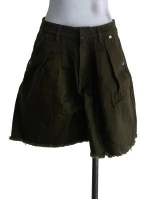 Crocodile Green Distressed Jean Shorts