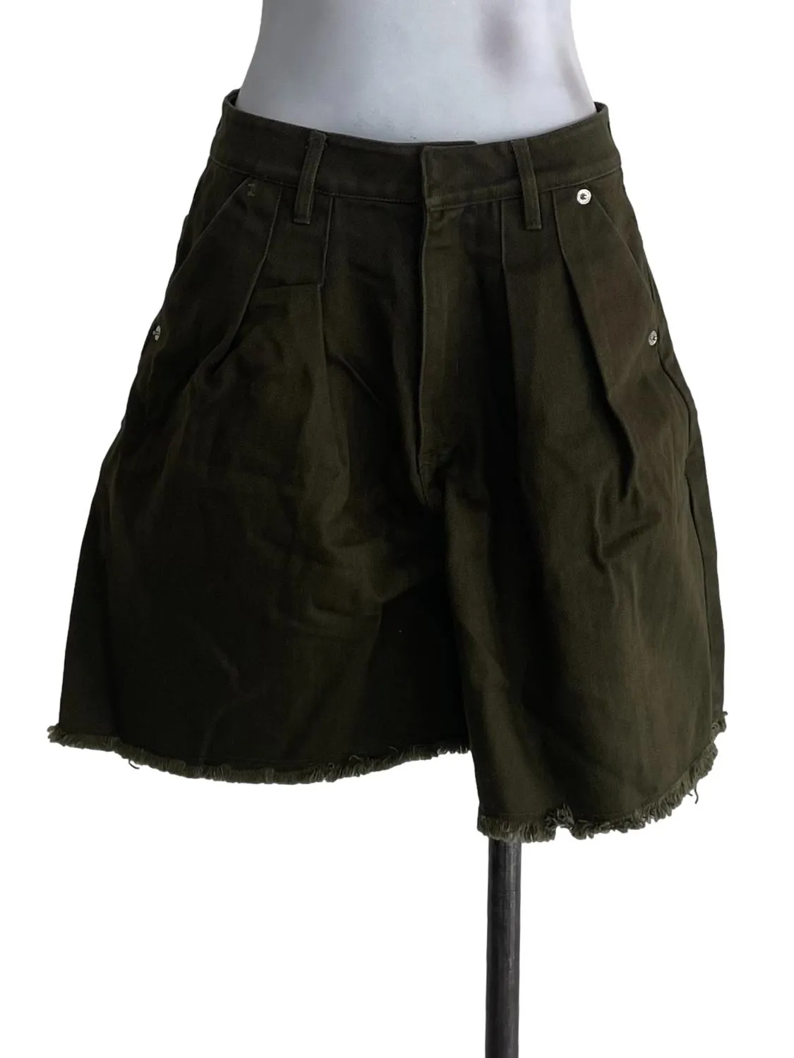 Crocodile Green Distressed Jean Shorts