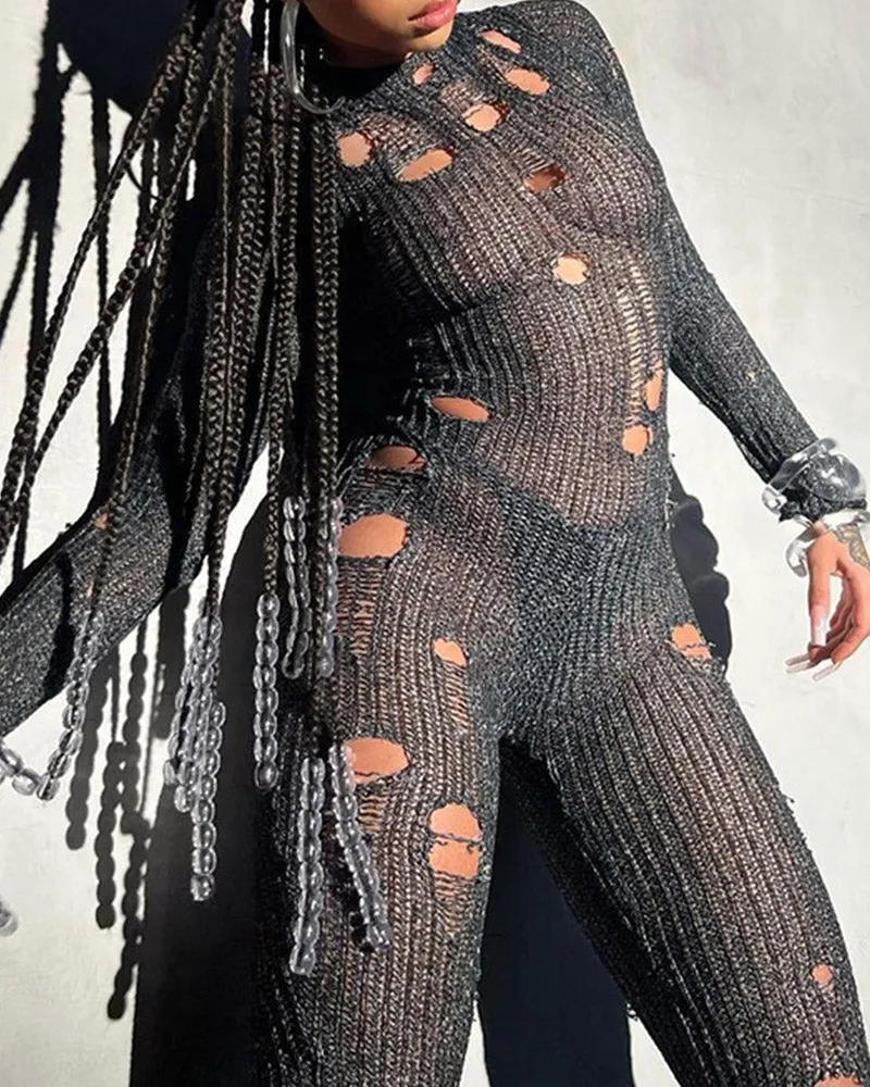Cut-Out Knitted Jumpsuit
