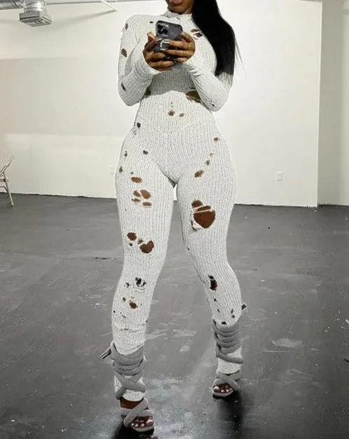 Cut-Out Knitted Jumpsuit