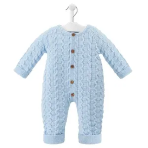 DANDELION Basket  Weave knitted ALL IN ONE  Onesie - Blue