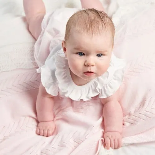 Dandelion Ruffles & Lace Romper - Pink/White