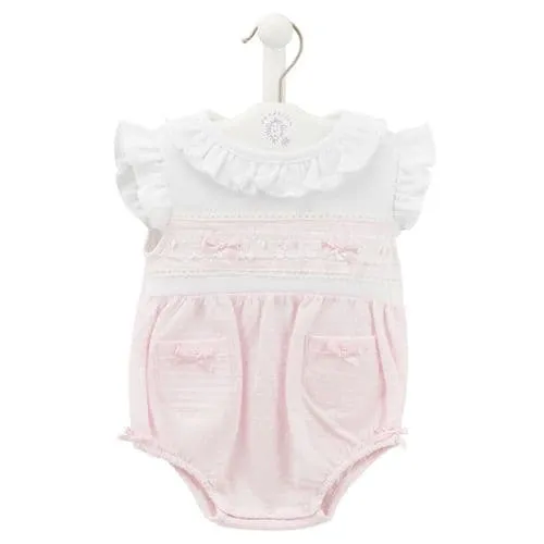 Dandelion Ruffles & Lace Romper - Pink/White