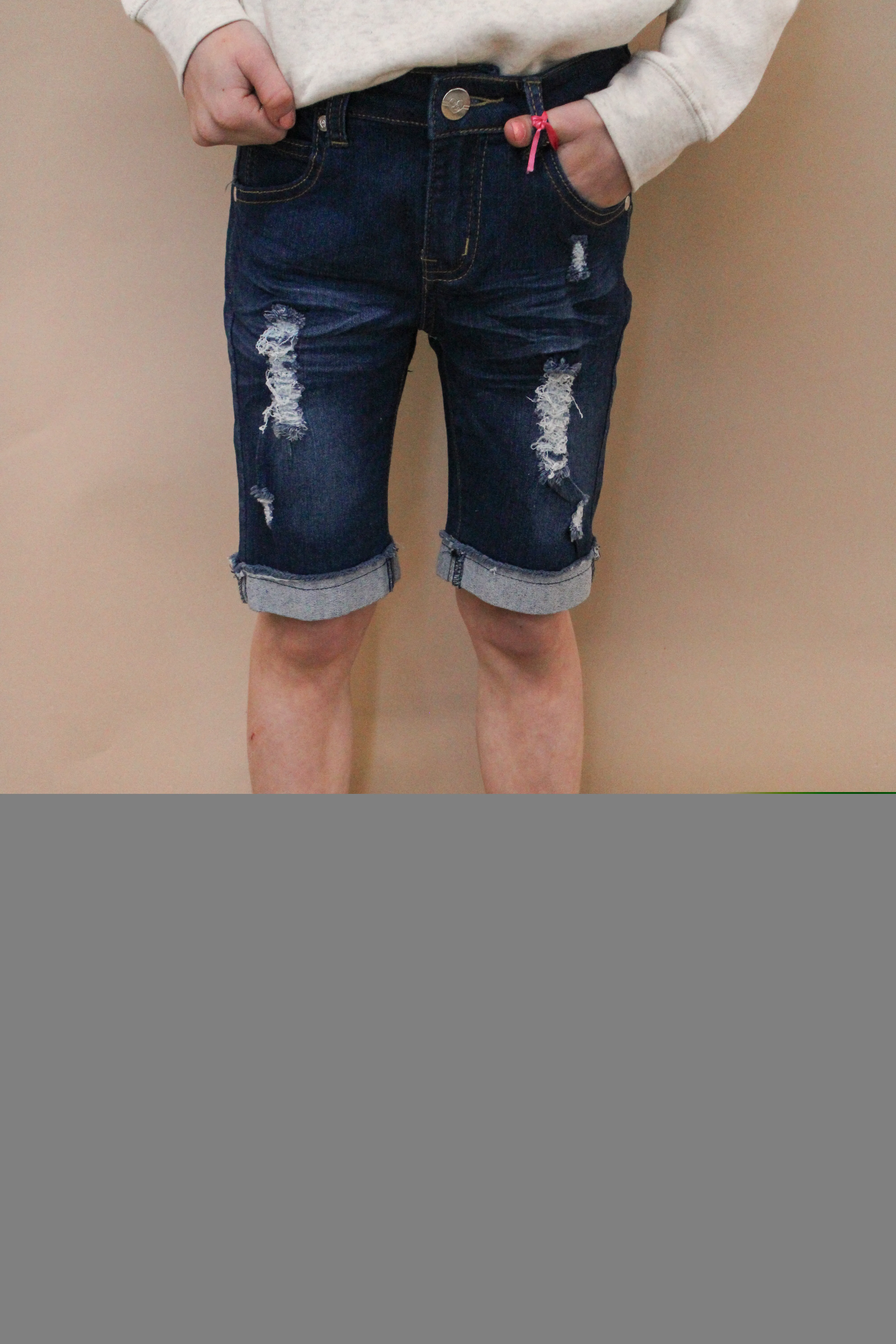 DANI GIRLS DISTRESSED BERMUDA SHORTS