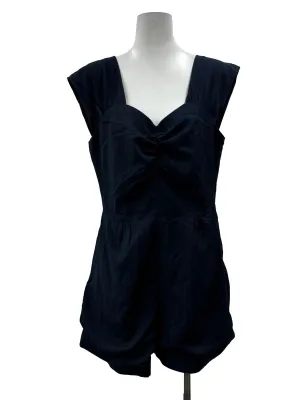 Dark Blue Front Ruched Romper
