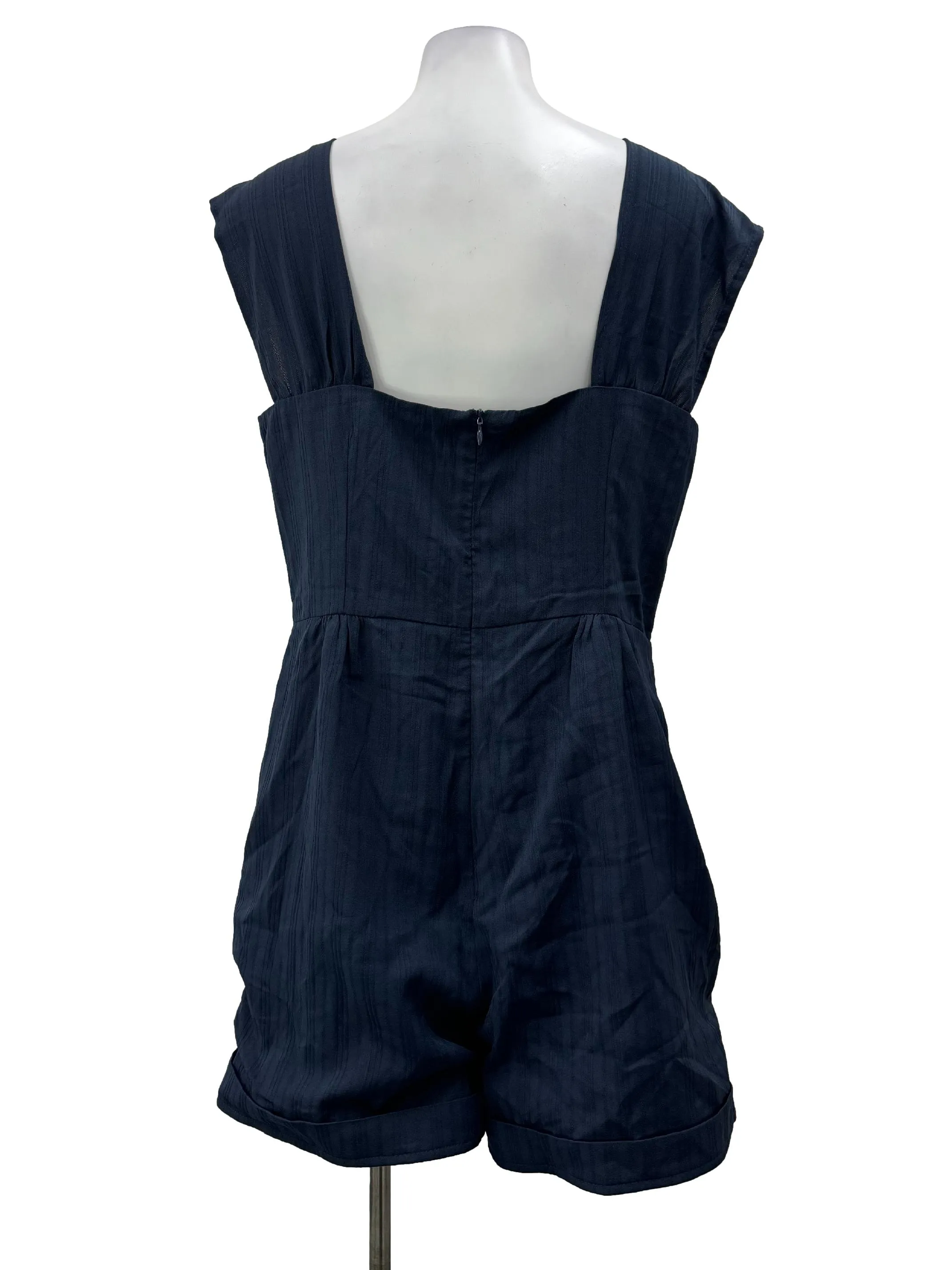 Dark Blue Front Ruched Romper