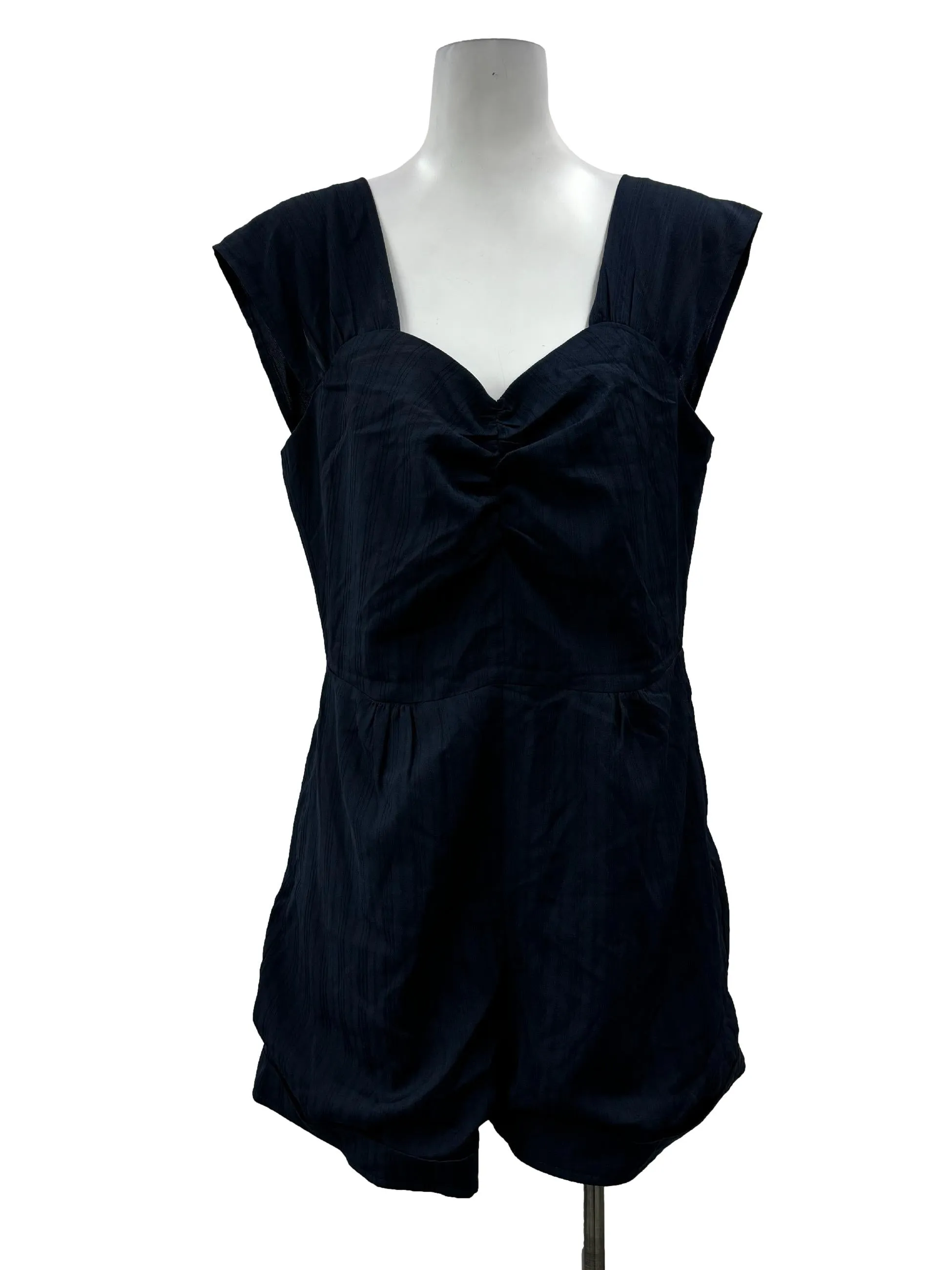 Dark Blue Front Ruched Romper