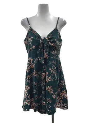 Dark Green Front Knot Romper