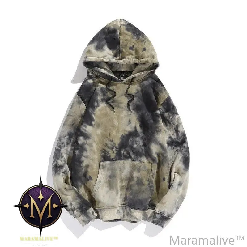 Dark Style Tie-dye Gradient Color Hong Kong Style Hoodie Sweater