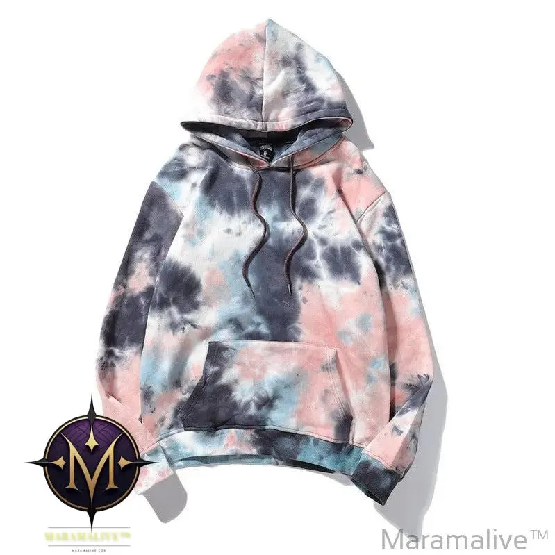 Dark Style Tie-dye Gradient Color Hong Kong Style Hoodie Sweater