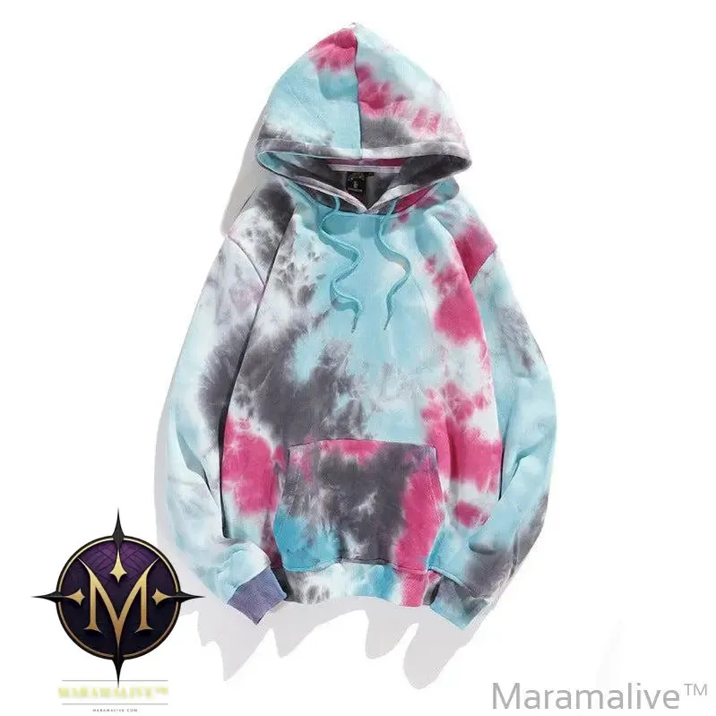 Dark Style Tie-dye Gradient Color Hong Kong Style Hoodie Sweater