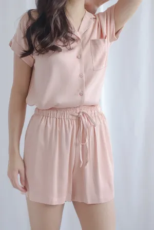 Dimple Lounge Drawstring Shorts In Peach Pink