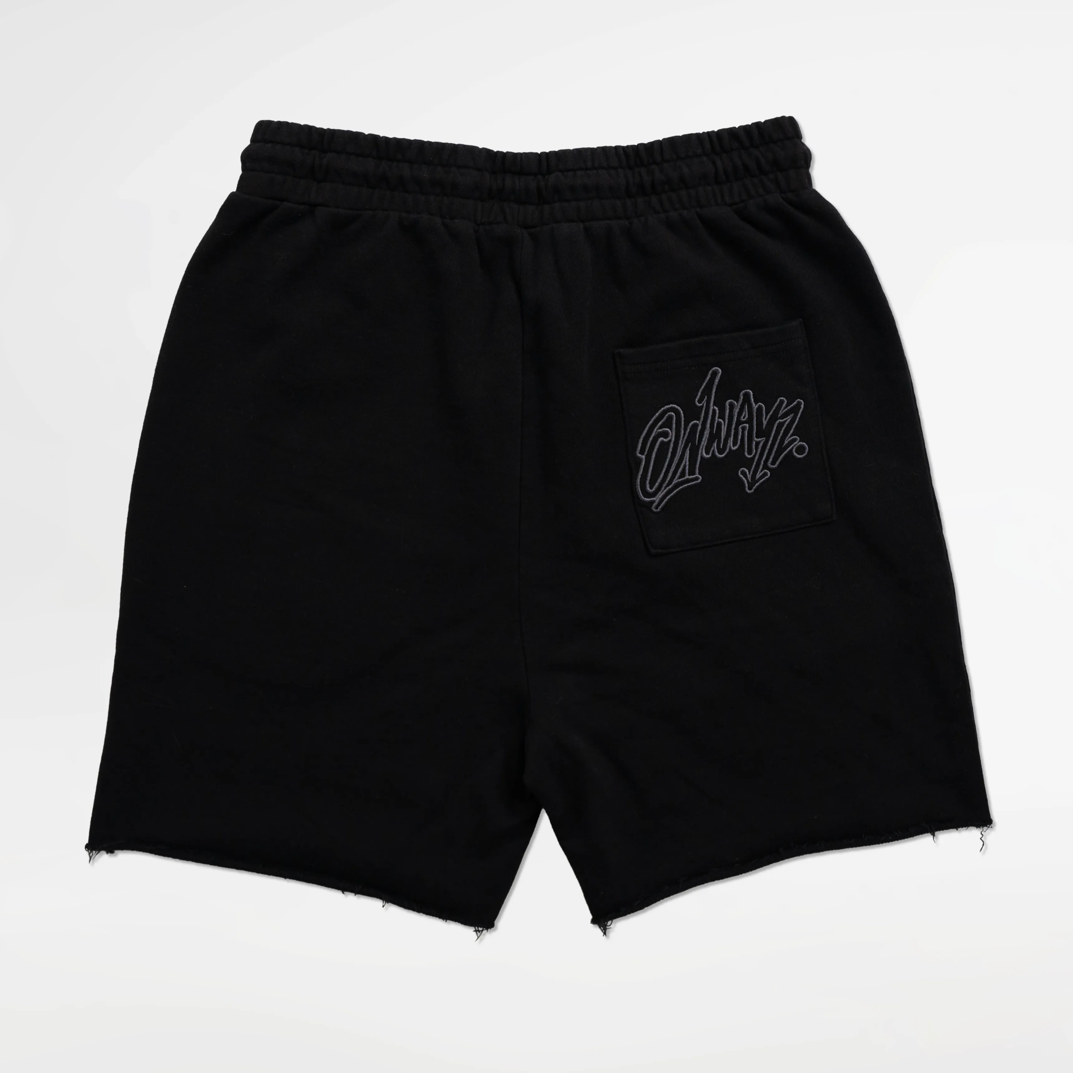 Distressed Applique Shorts - Black