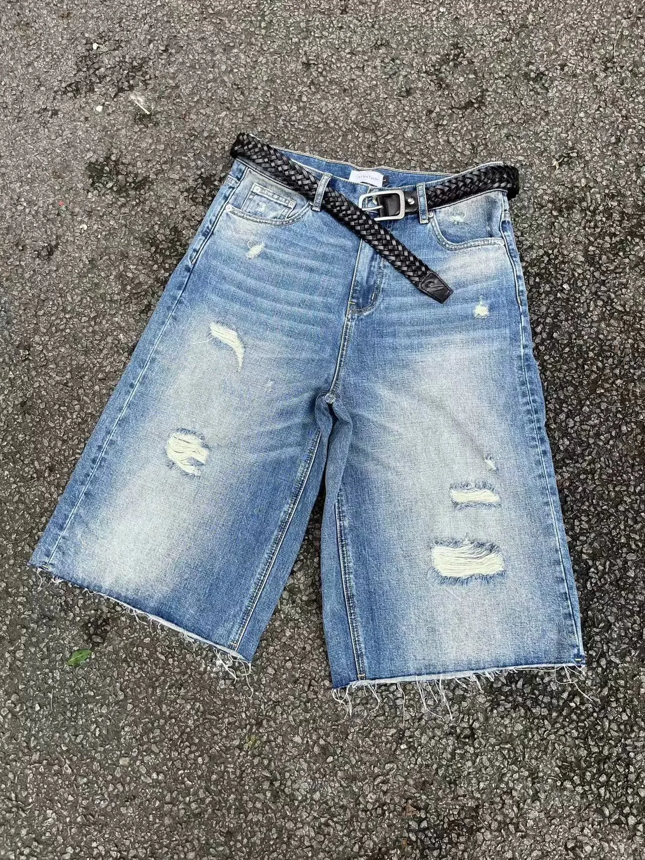 Distressed Denim Shorts