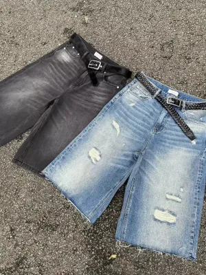Distressed Denim Shorts