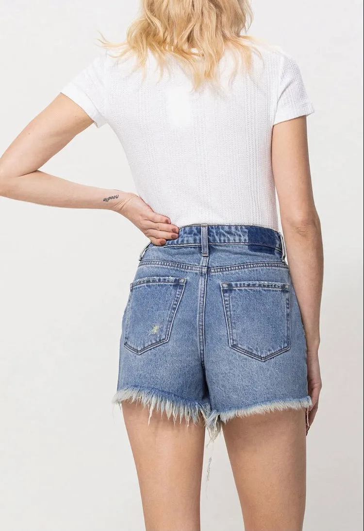 Distressed Rigid Mom Shorts by Vervet