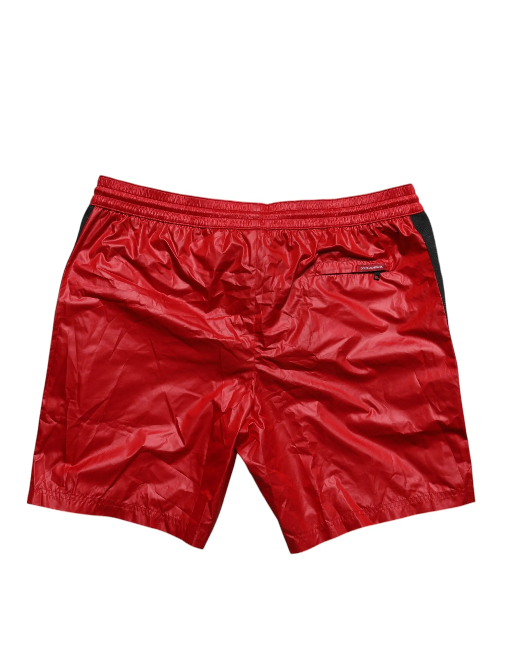 Dolce & Gabbana Red Logo Polyester Beachwear Shorts Swimwear