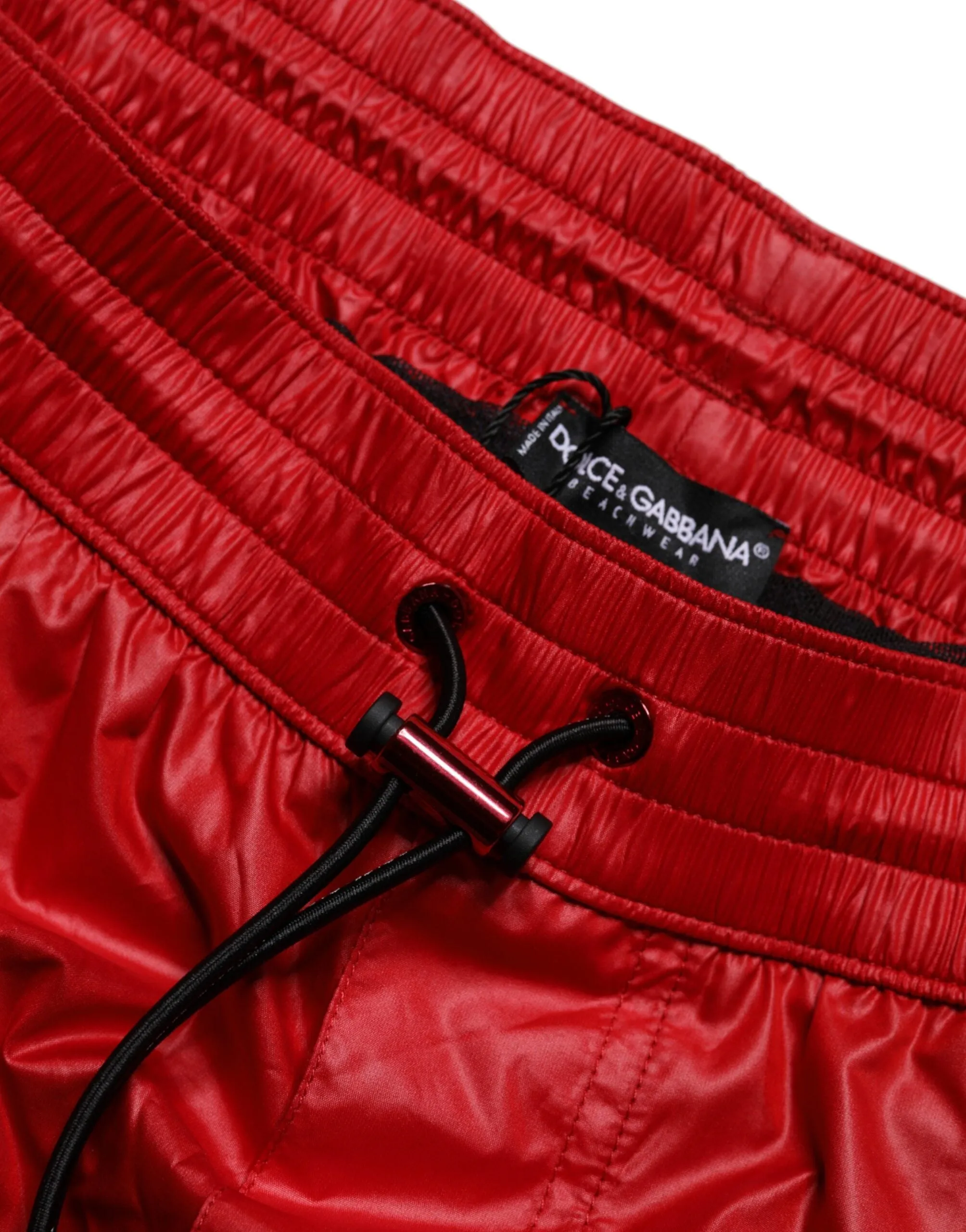 Dolce & Gabbana Red Logo Polyester Beachwear Shorts Swimwear