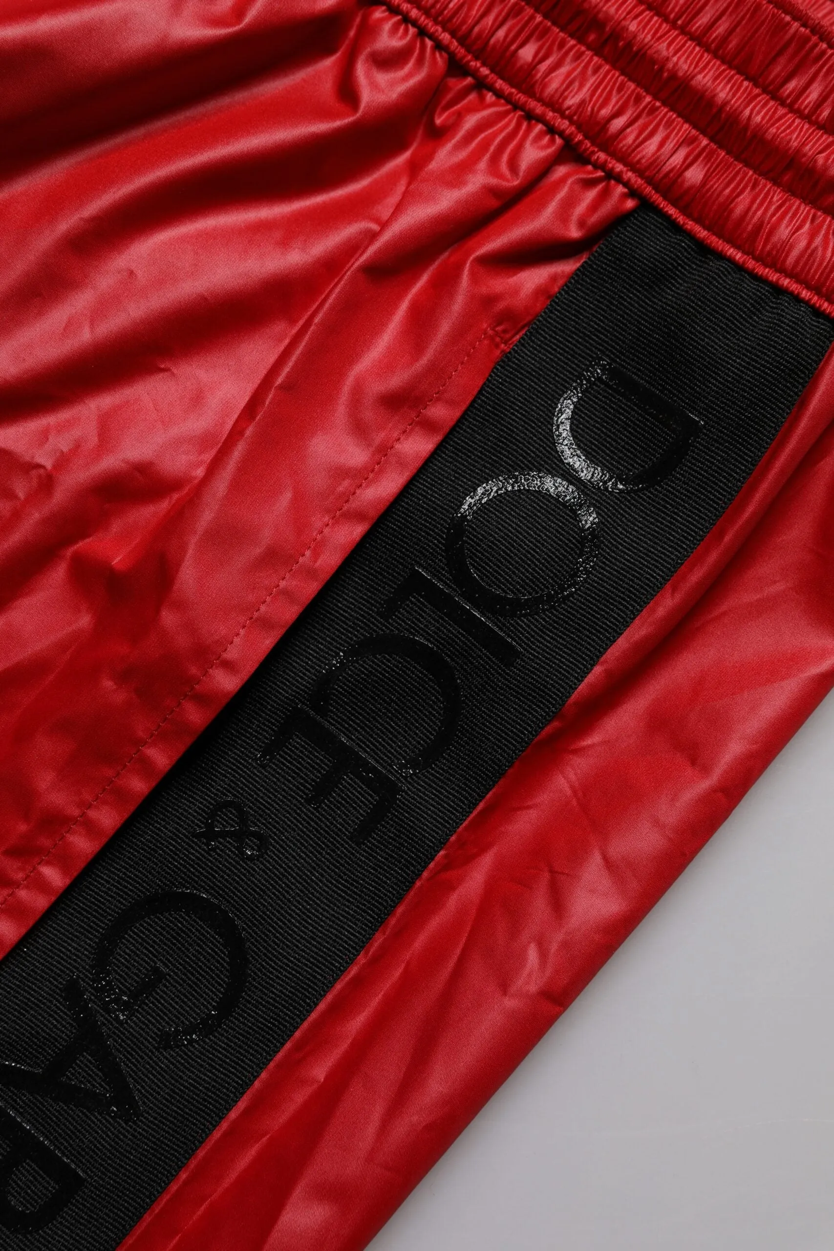Dolce & Gabbana Red Logo Polyester Beachwear Shorts Swimwear