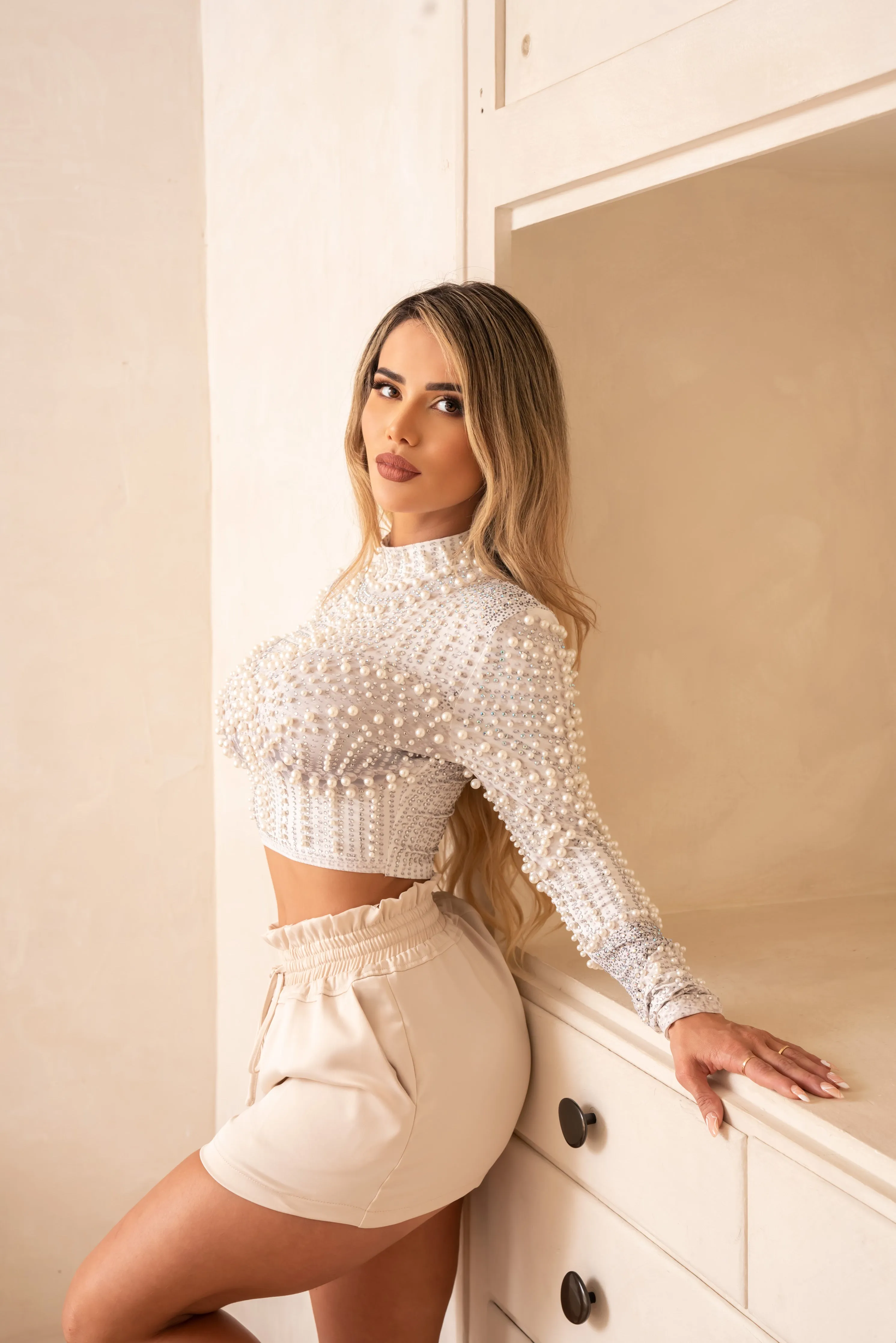 Doll ex silk ivory shorts