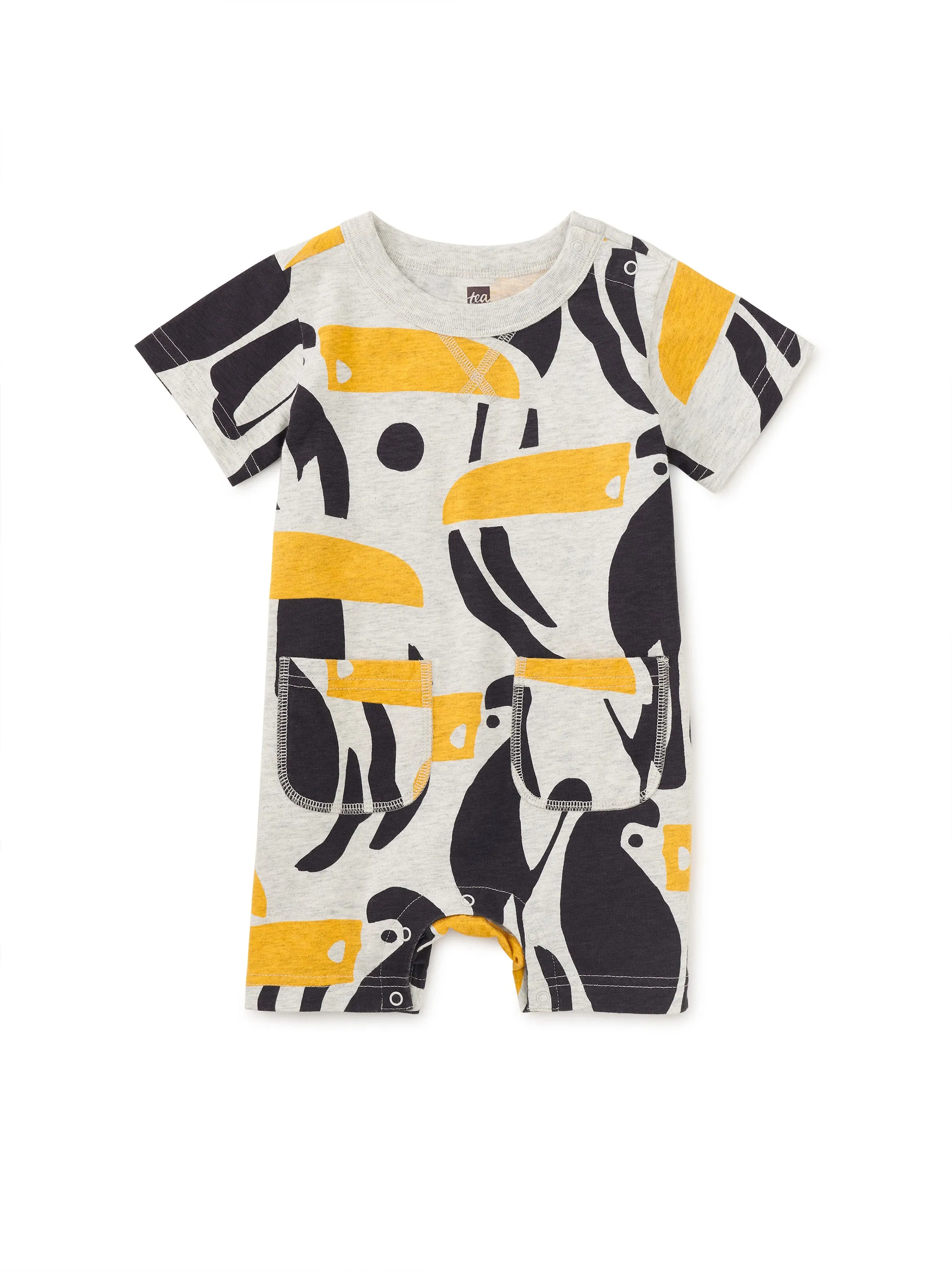 Double Pocket Baby Romper, Toucan Cut-Out