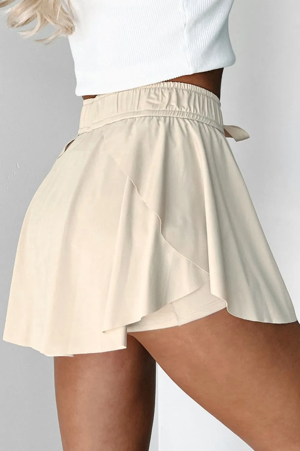 Drawstring High Waist Lined Active Skorts S-XL