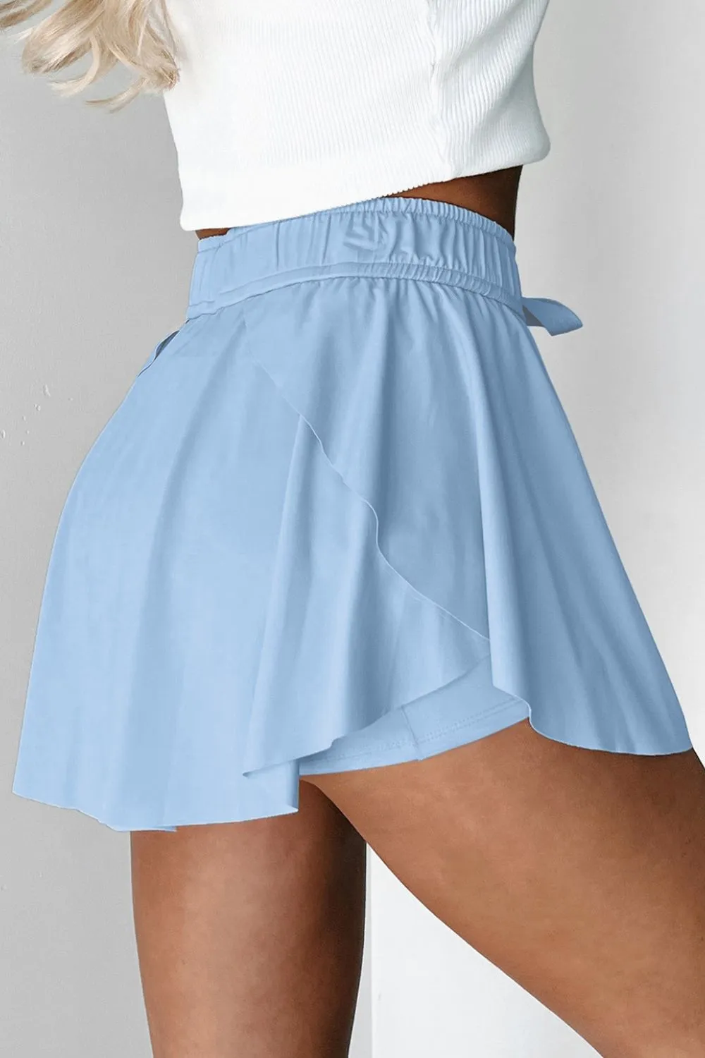Drawstring High Waist Lined Active Skorts S-XL