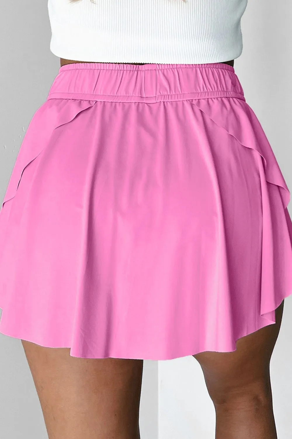 Drawstring High Waist Lined Active Skorts S-XL