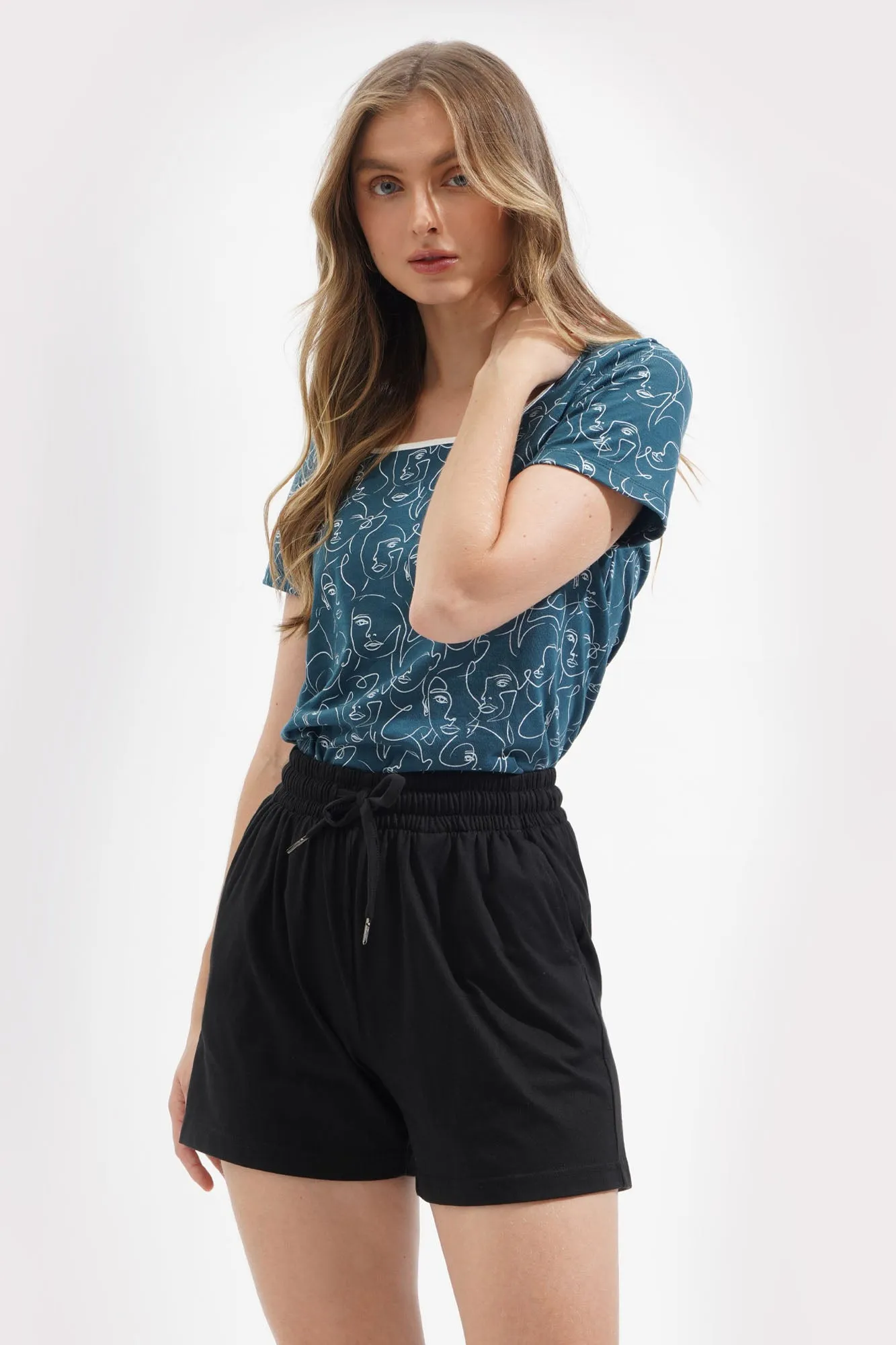 Drawstring Pull Up Shorts