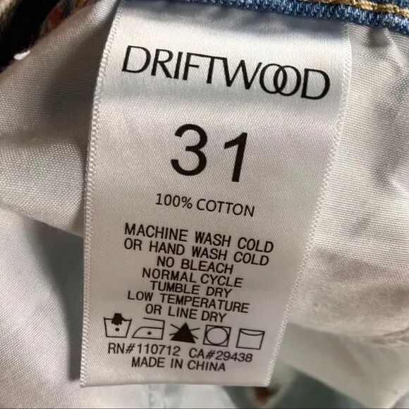 Driftwood Shorts Women’s Floral Denim Distressed Cutoff Embroidered High Rise