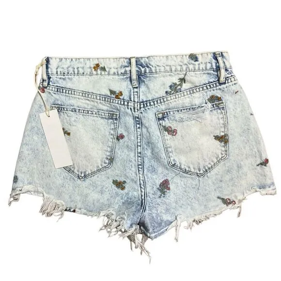 Driftwood Shorts Women’s Floral Denim Distressed Cutoff Embroidered High Rise