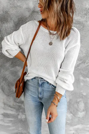 Drop Shoulder Back Cut-out Sweater