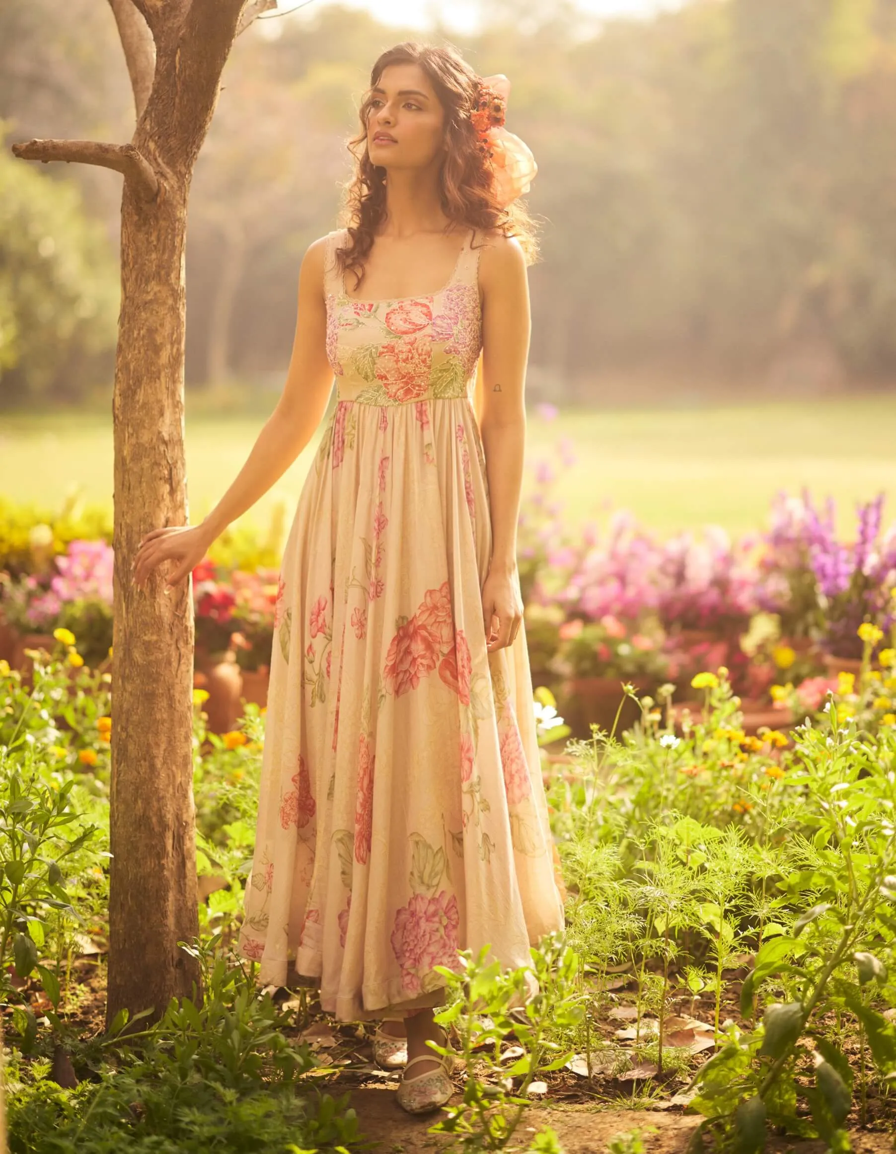Dusty rose flora gathered maxi and jacket