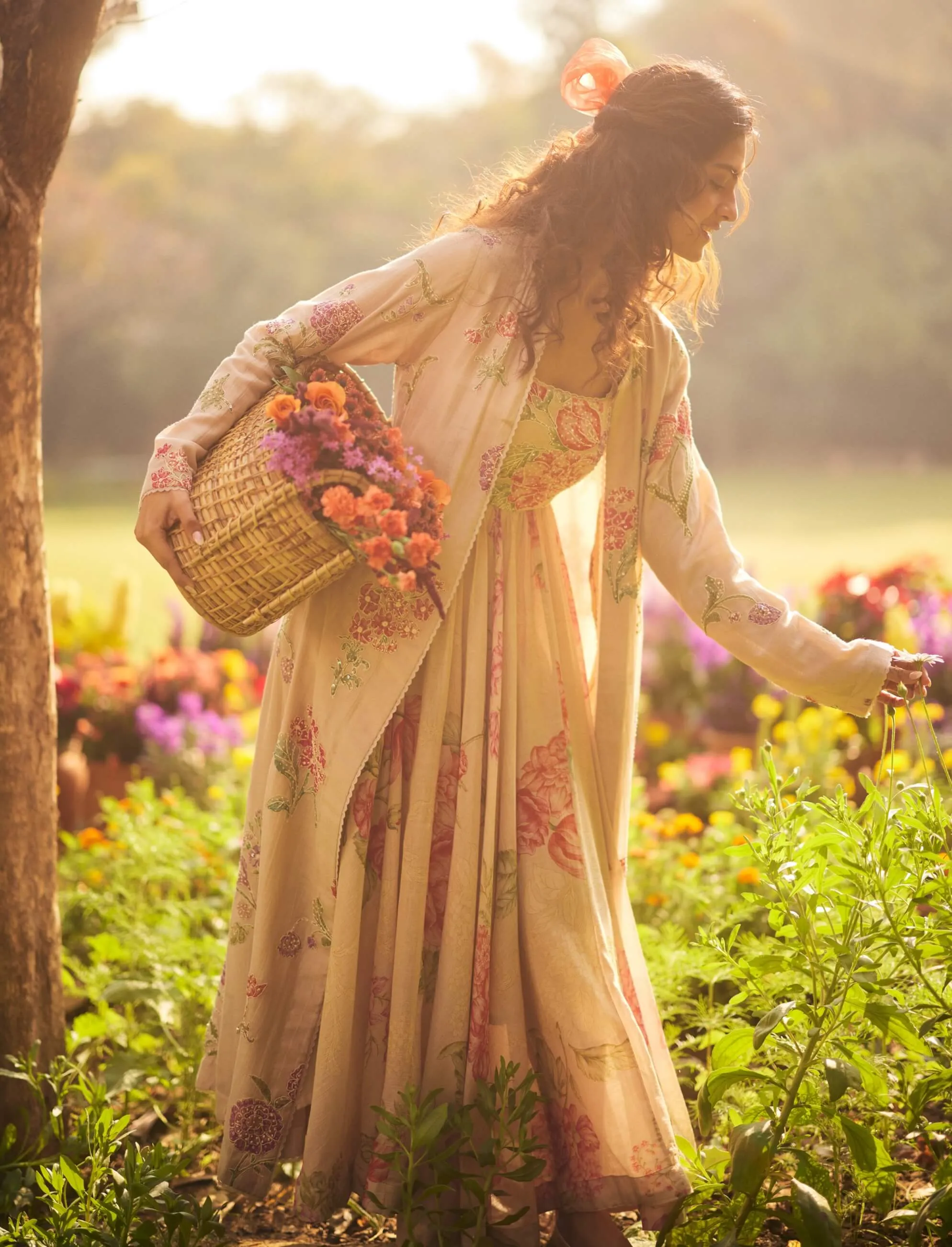 Dusty rose flora gathered maxi and jacket