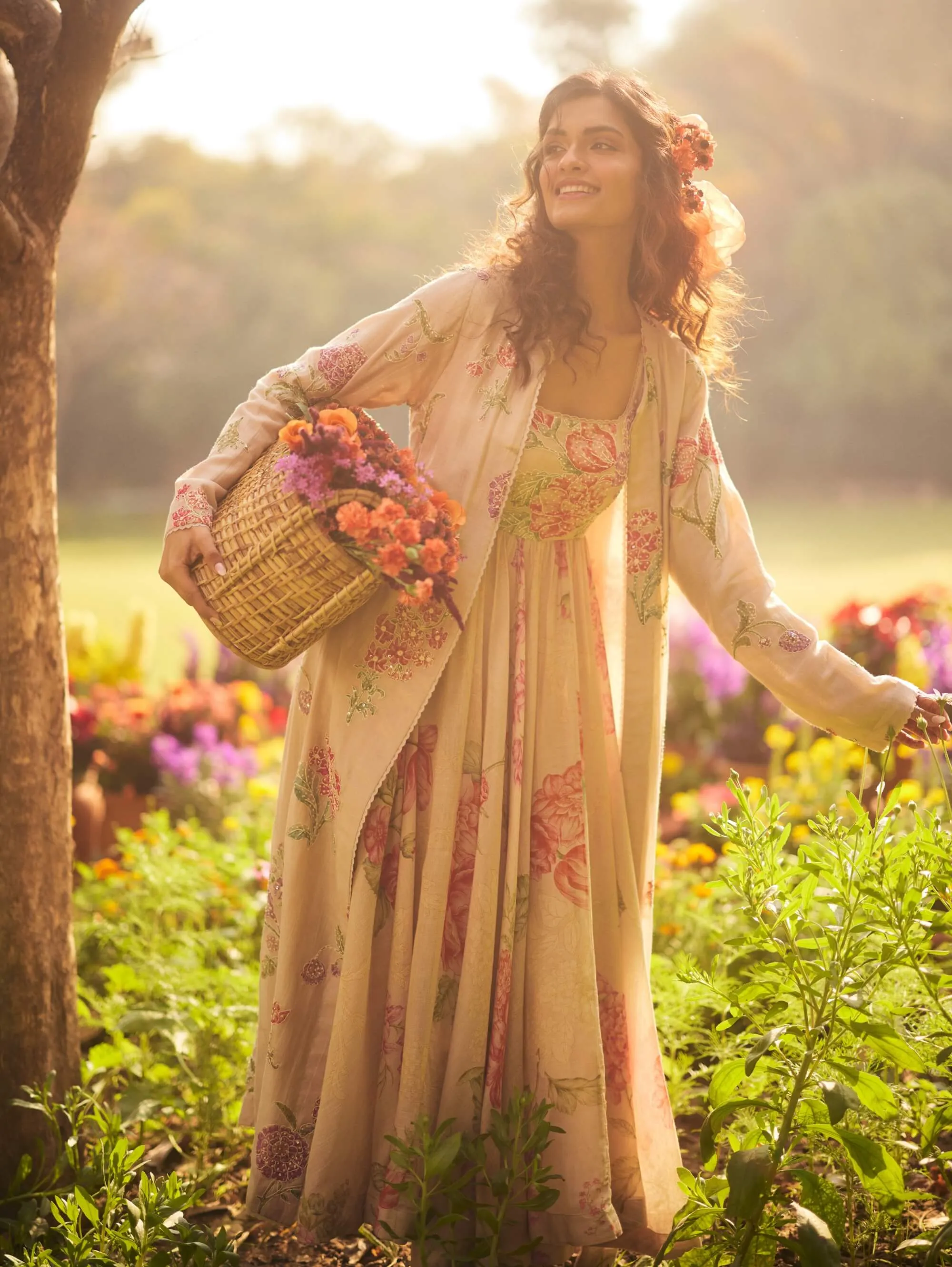 Dusty rose flora gathered maxi and jacket