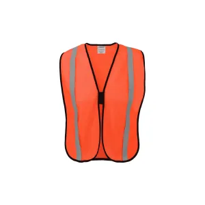 Economy Orange Safety Vest with 1" Silver Tape and Hook and Loop Closure