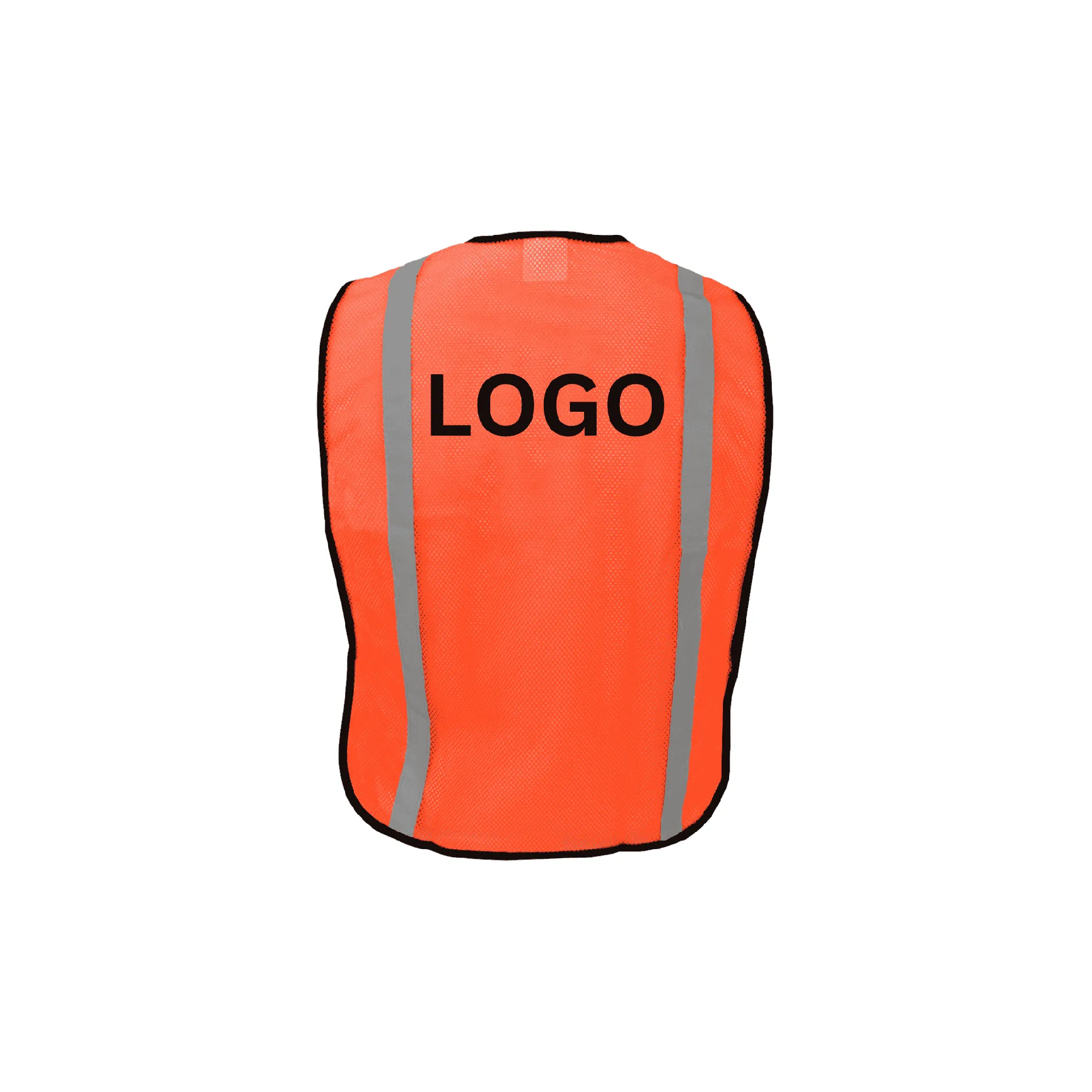 Economy Orange Safety Vest with 1" Silver Tape and Hook and Loop Closure