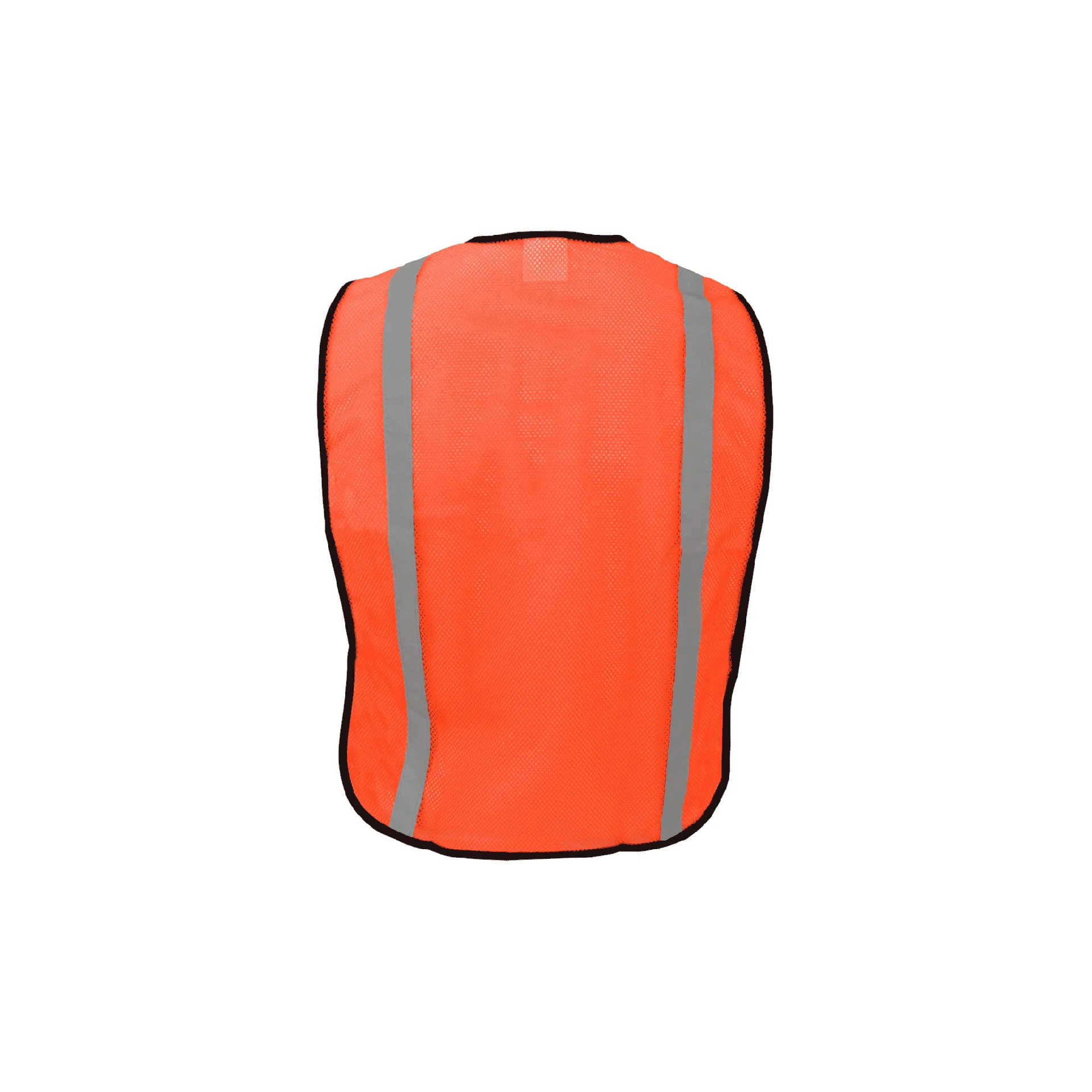 Economy Orange Safety Vest with 1" Silver Tape and Hook and Loop Closure