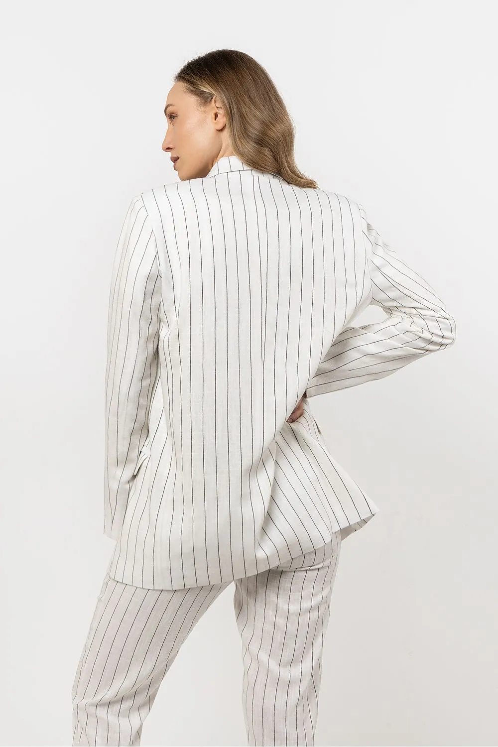 Elegant Striped Loose Fit Blazer