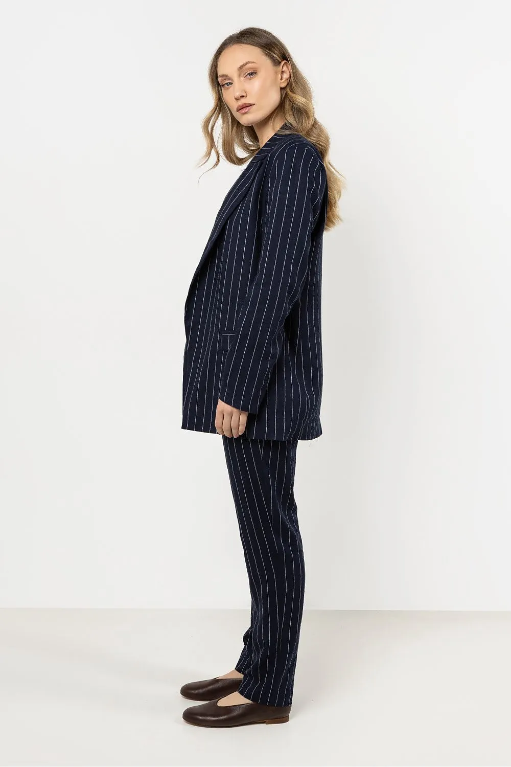 Elegant Striped Loose Fit Blazer