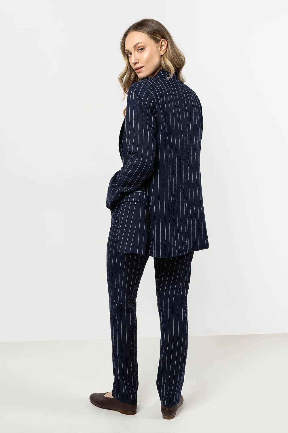 Elegant Striped Loose Fit Blazer