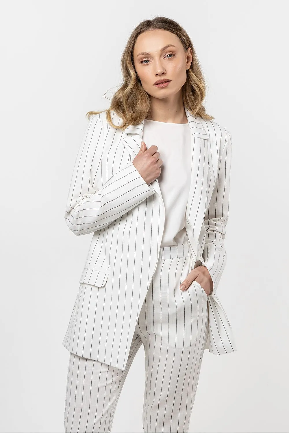 Elegant Striped Loose Fit Blazer