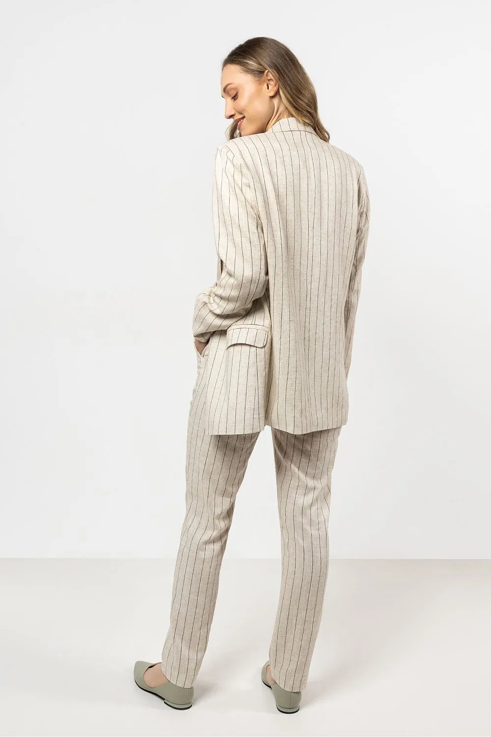 Elegant Striped Loose Fit Blazer