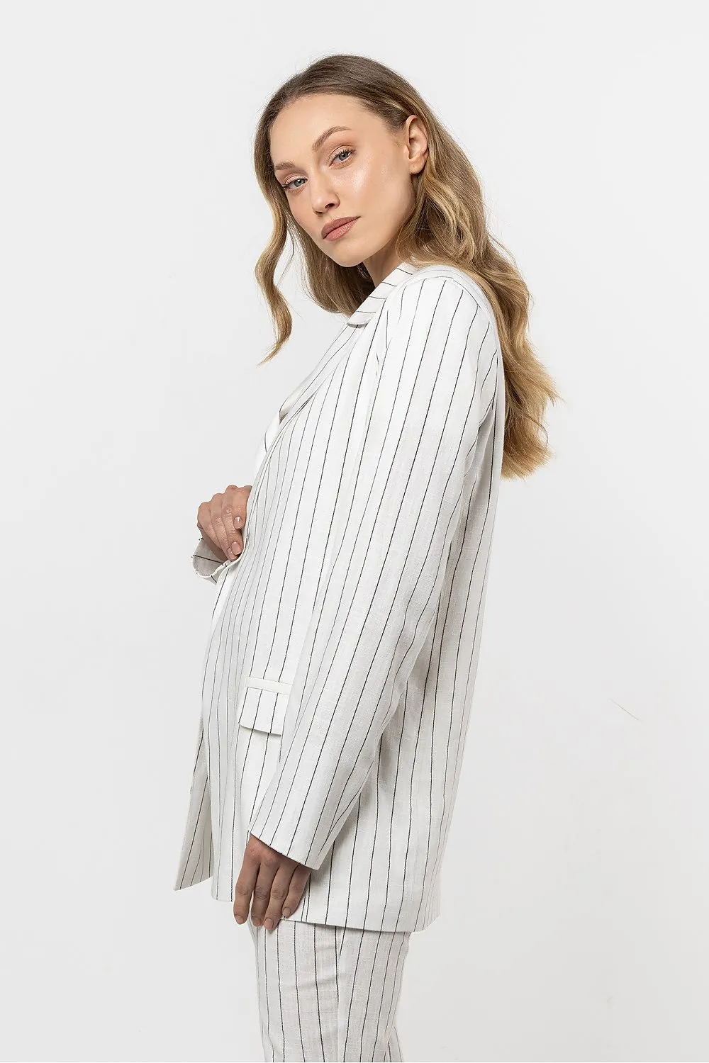 Elegant Striped Loose Fit Blazer