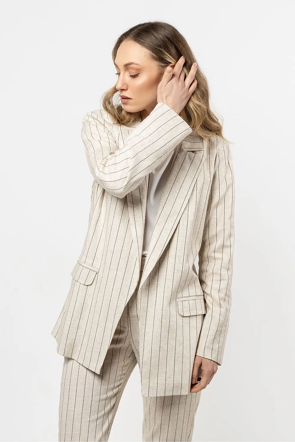 Elegant Striped Loose Fit Blazer