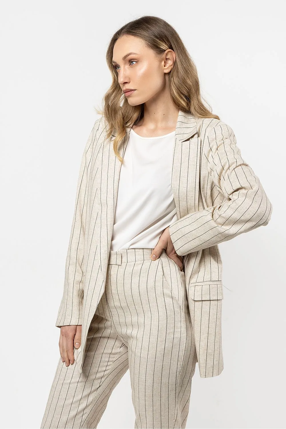 Elegant Striped Loose Fit Blazer