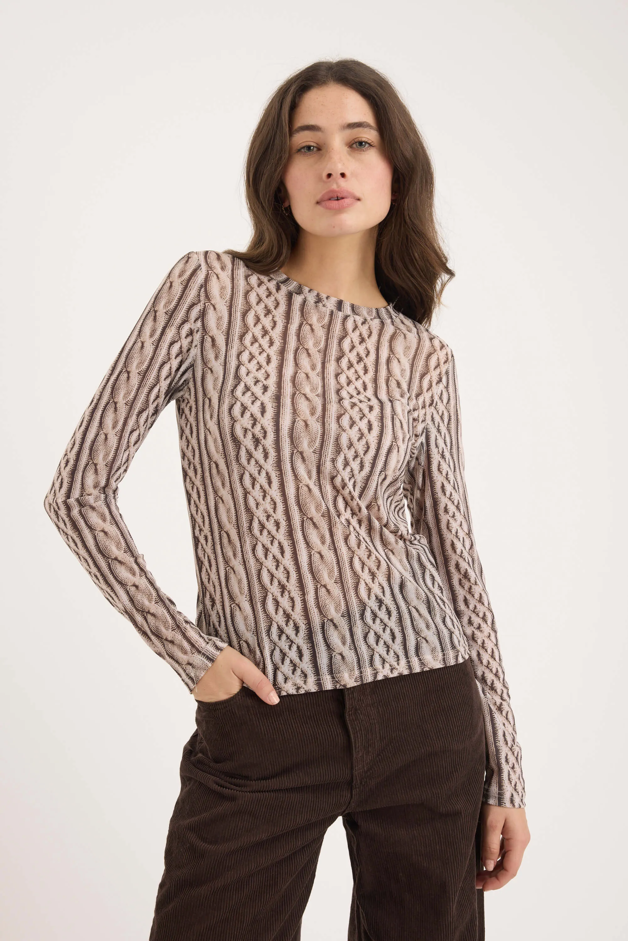 Elise Long Sleeve Mesh Top
