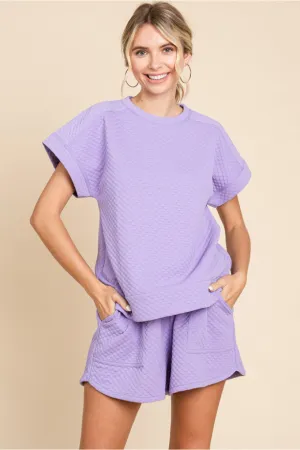 Embossing Shorts W/Drawstring Waistline