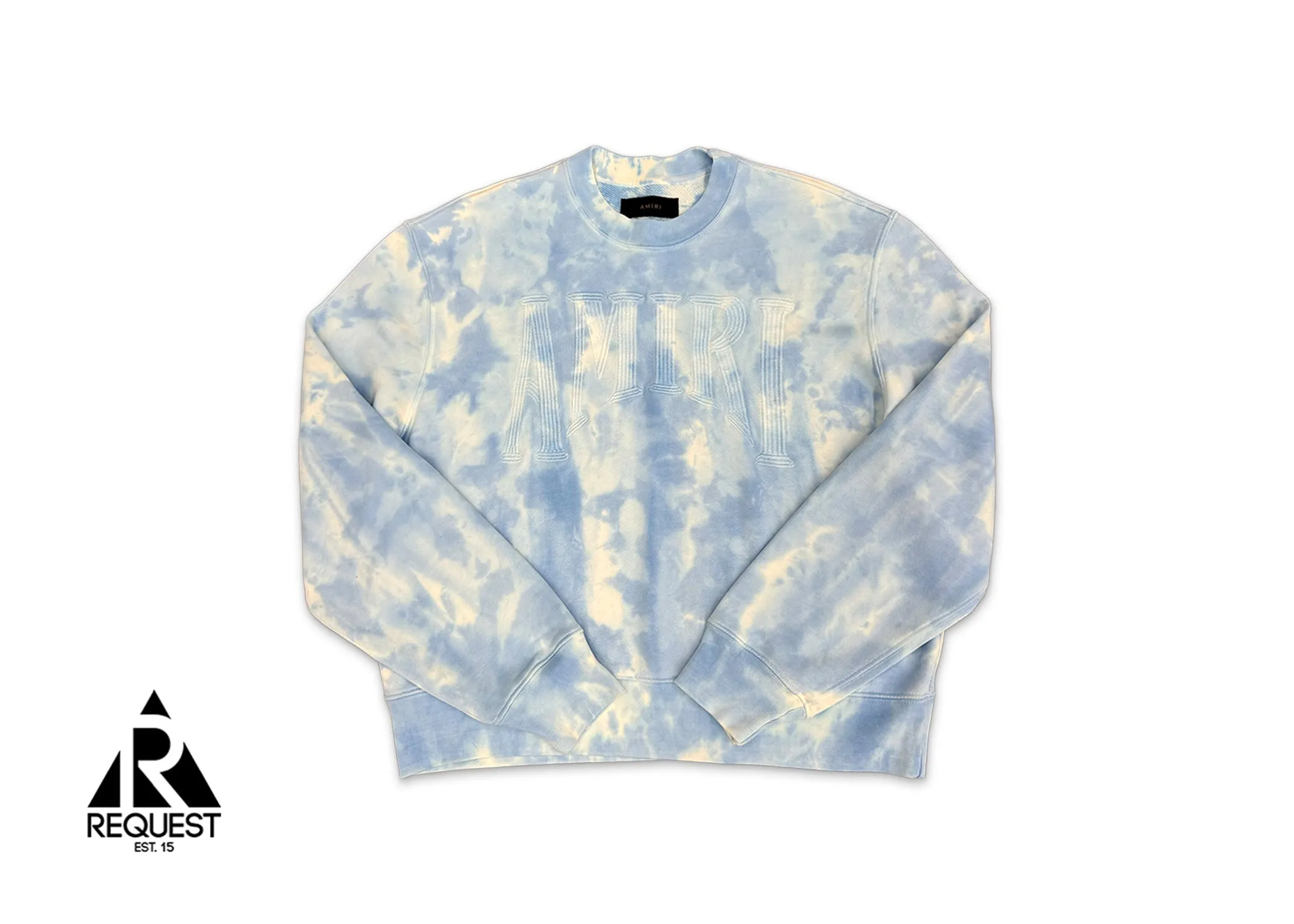 Embroidered Logo Tie Dye Crewneck Sweatshirt "Blue"