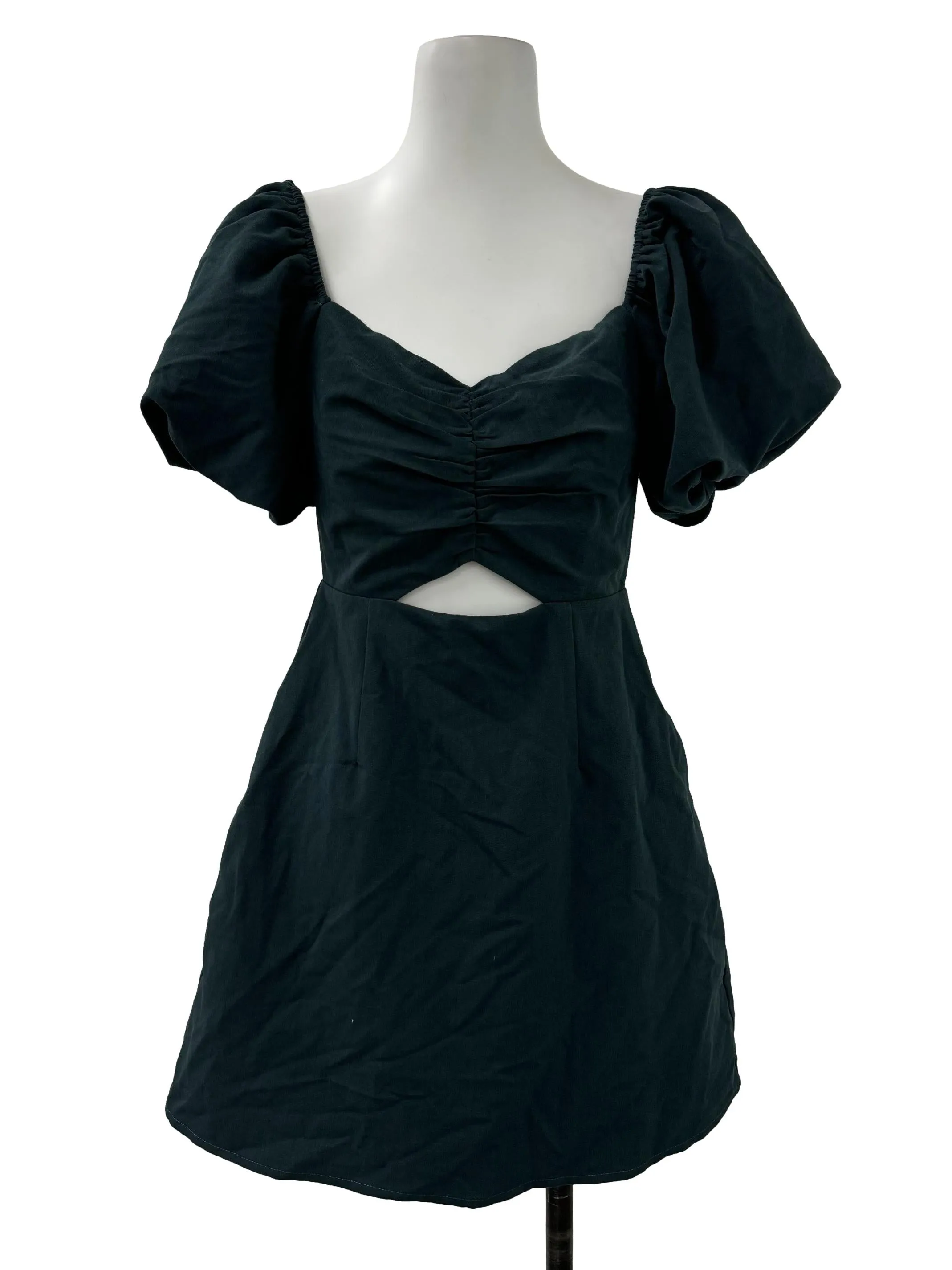Emerald Green Scrunched Front Romper Dress
